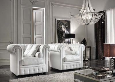 Classic Deluxe fehér chesterfield fotel