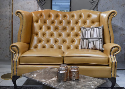 queen anne 2 személyes chesterfield bőr kanapé